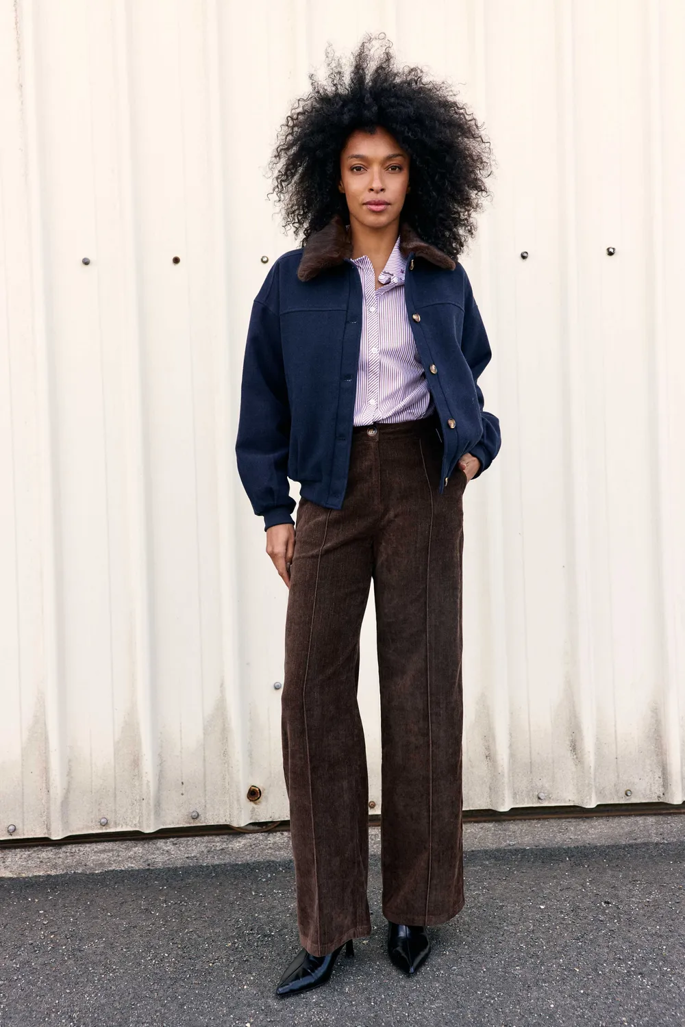 La Petite Etoile Videl blouson marine met bontkraag