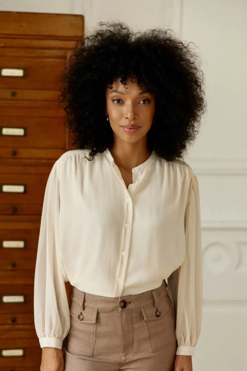 La Petite Etoile Brindo blouse ecru gaufre recht