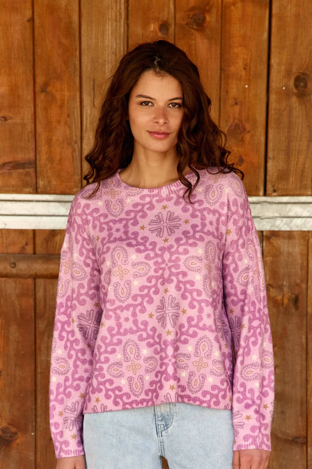La Petite Etoile Mady trui bandana print roze