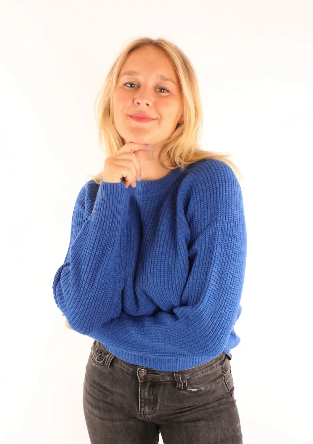 LOVEDRUNKY Knitted trui Kobaltblauw raglan