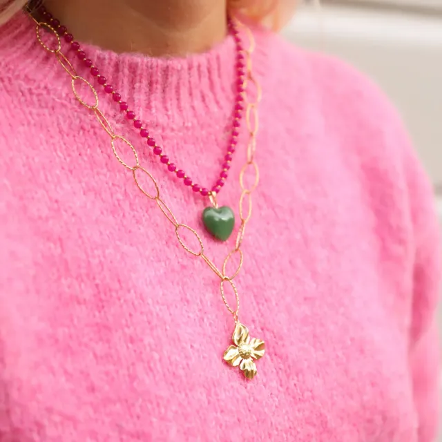 Amiek Mable Charlie ketting klaver goud 45cm