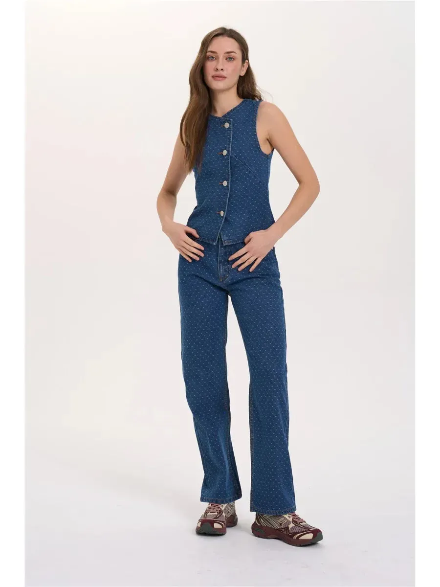 Amiek 24 Colours Jeans Loa spijkerbroek blauw werkje