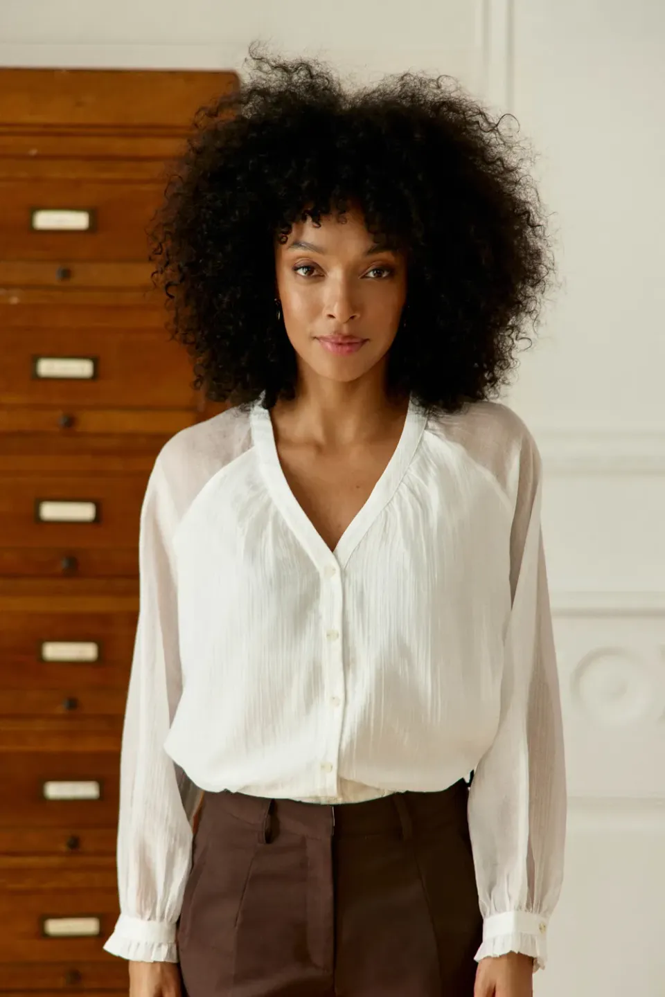 La Petite Etoile Bertino blouse ecru ruim transparant