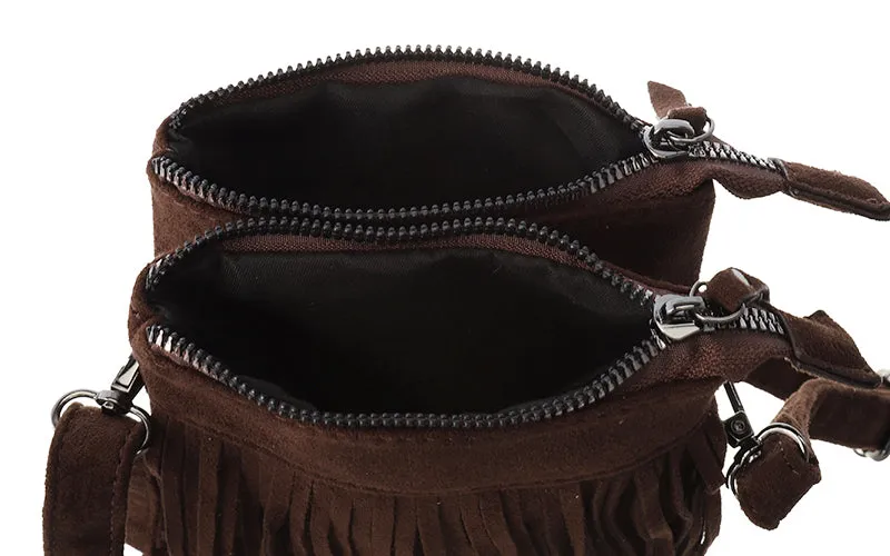 Amiek Lados telefoontasje franje browny 19cm