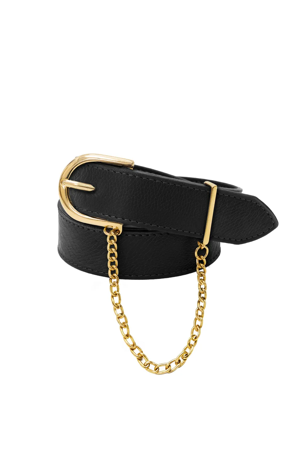 La Petite Etoile Alesia leren riem zwart met ketting
