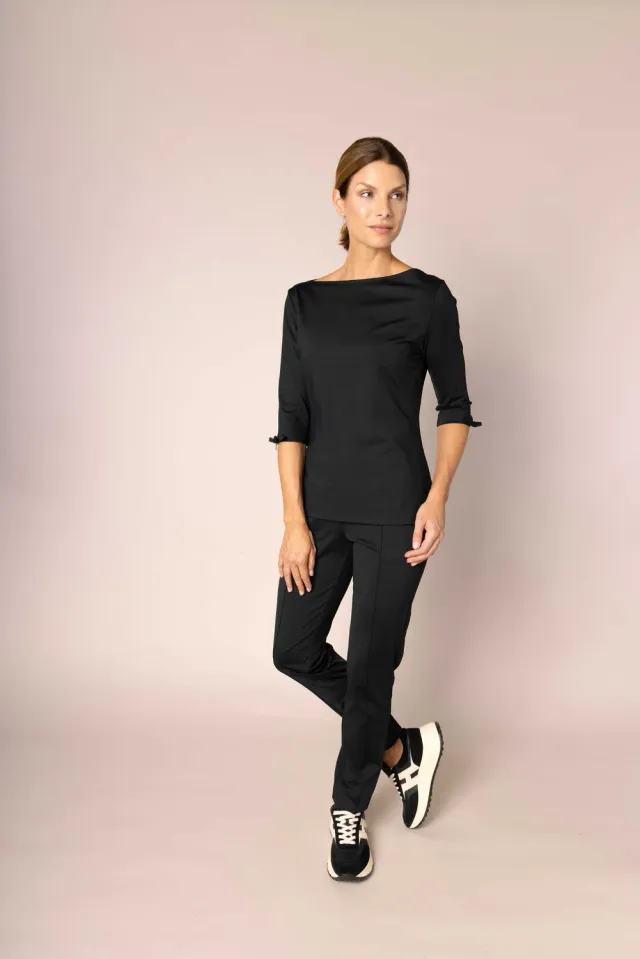 Laboutiek Colette Top zwart boothals driekwart mouw