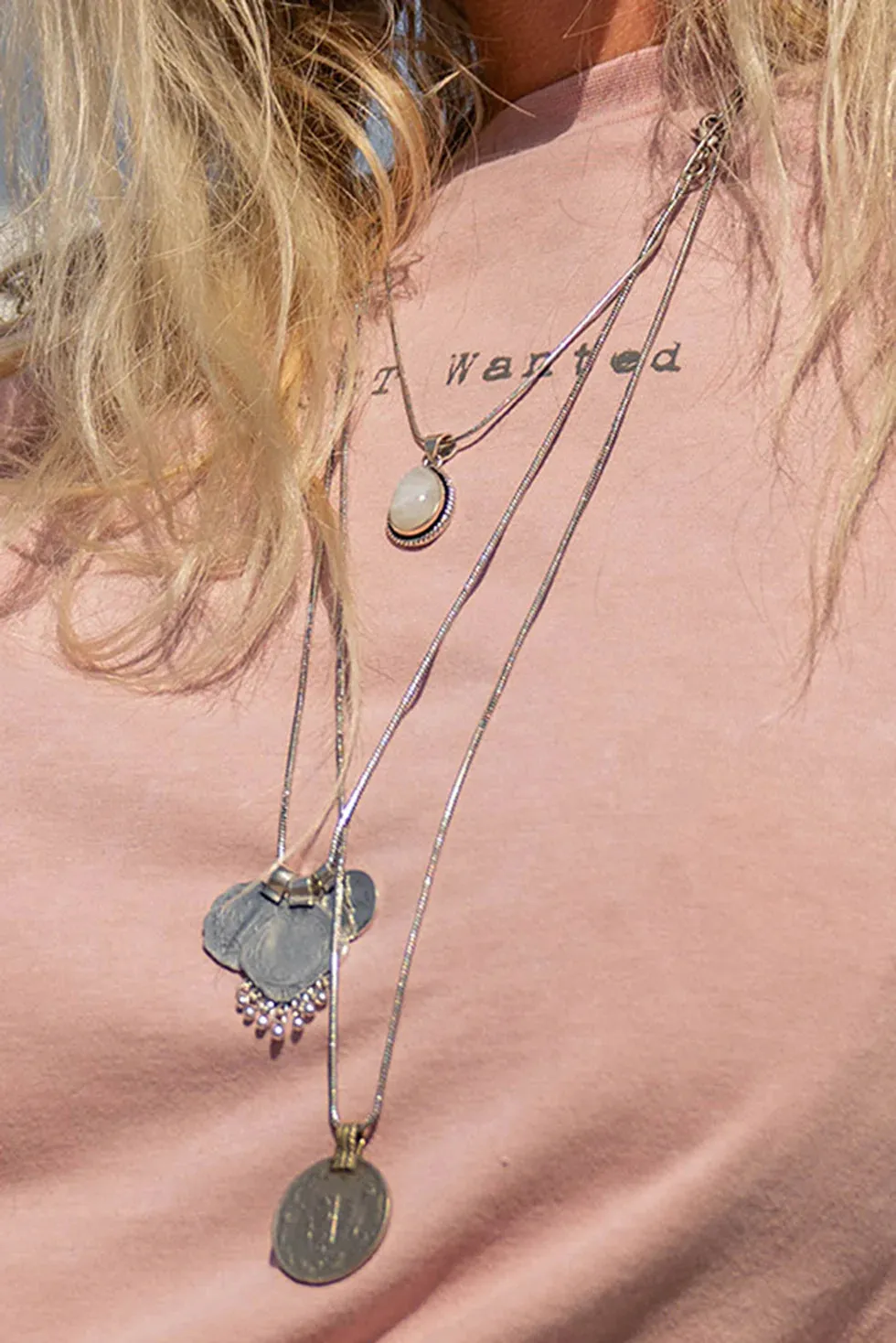 Amiek Tammy Single Coin Necklace 80cm ketting zilver