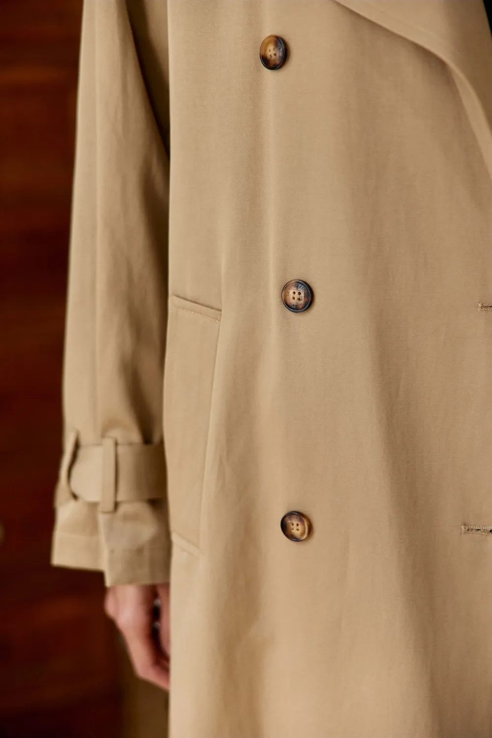 La Petite Etoile Faragi trenchcoat camel midi ceintuur