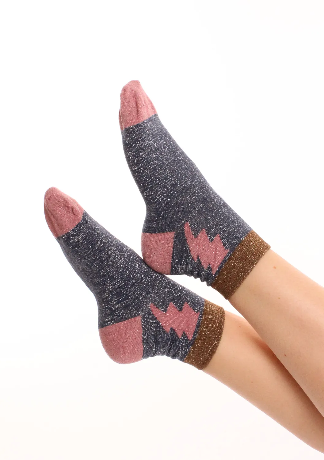 LOVEDRUNKY Sokken Bliksem blauw glitter One Size