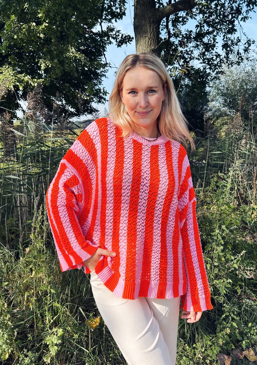 LOVEDRUNKY Knitted Gestreept trui Roze-Rood one size