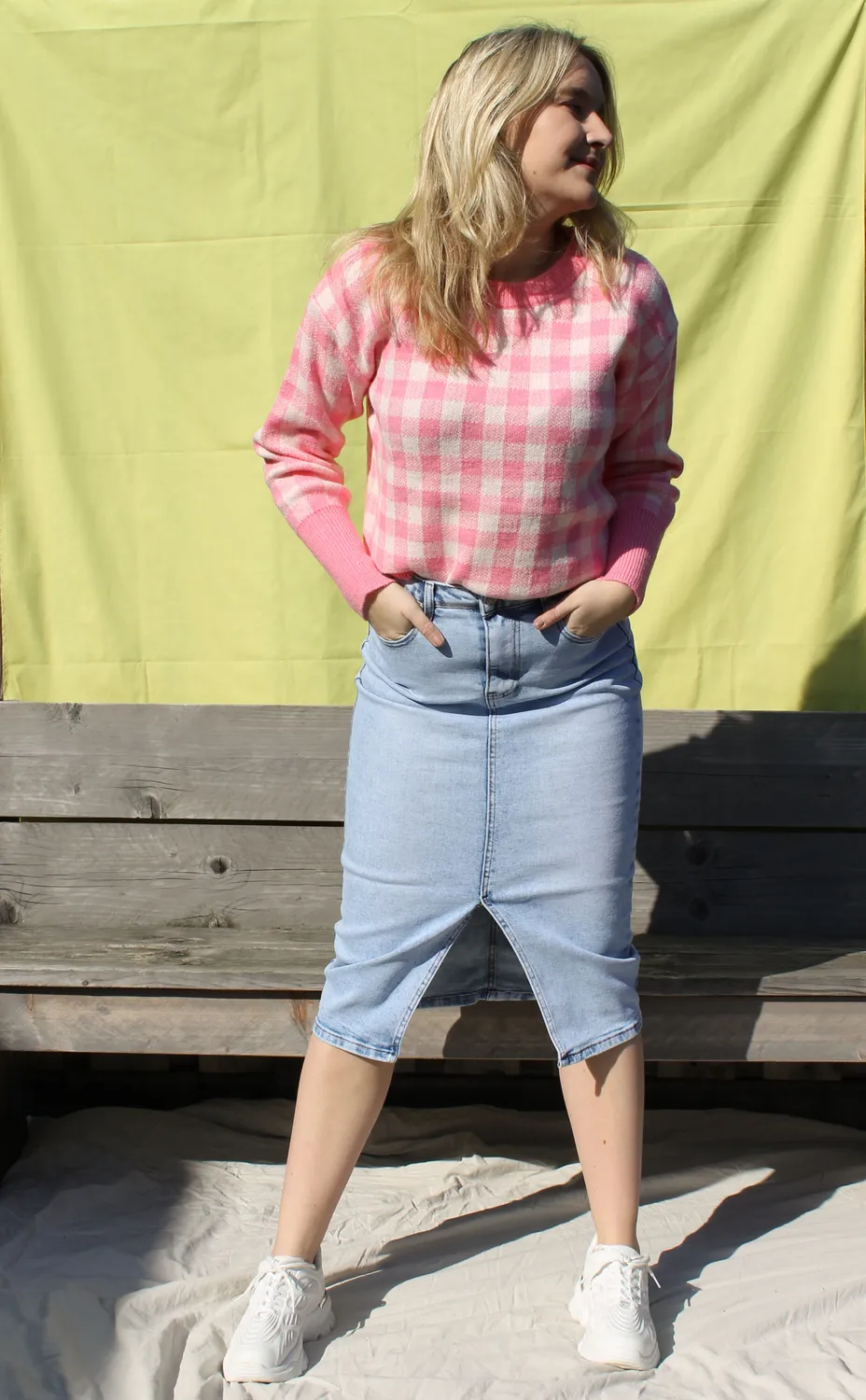 LOVEDRUNKY Midi spijkerrok blauw denim stretch
