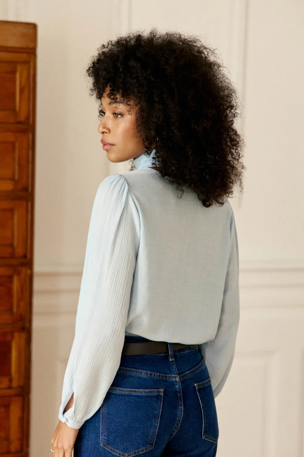 La Petite Etoile Bianca blouse lichtblauw strik