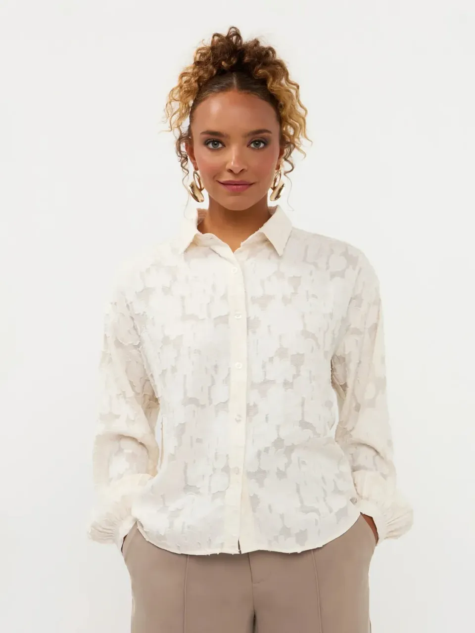 Amiek Winslet Blouse Ecru Bloemen