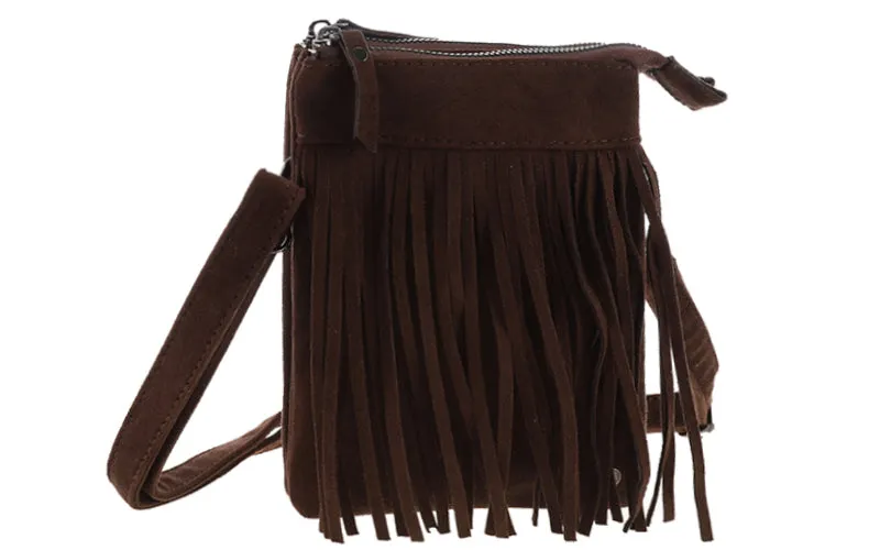 Amiek Lados telefoontasje franje browny 19cm