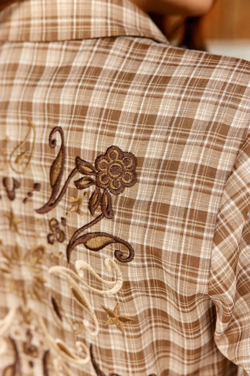 La Petite Etoile Claudia blouse ecru-beige ruit borduursel