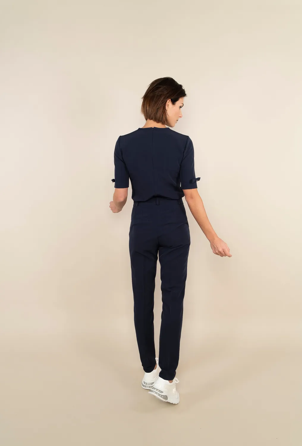 Laboutiek Clean Tee With Bows top marineblauw strik