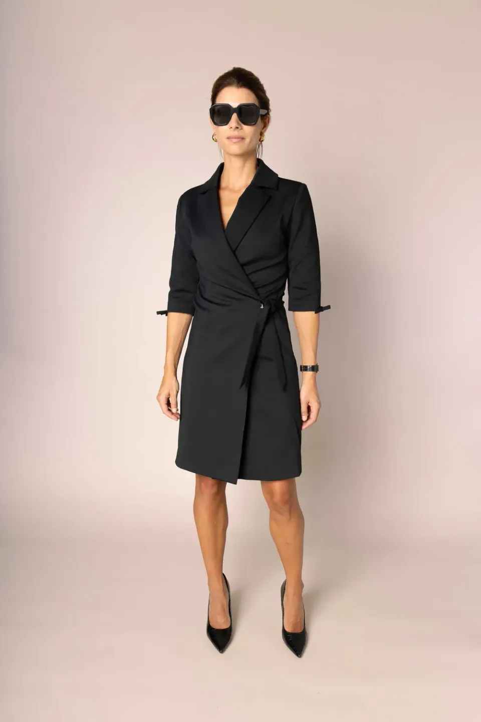 Laboutiek Clara Dress jurk zwart driekwart mouw