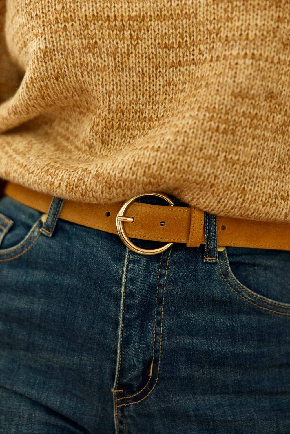 La Petite Etoile Dixon riem camel suède leer
