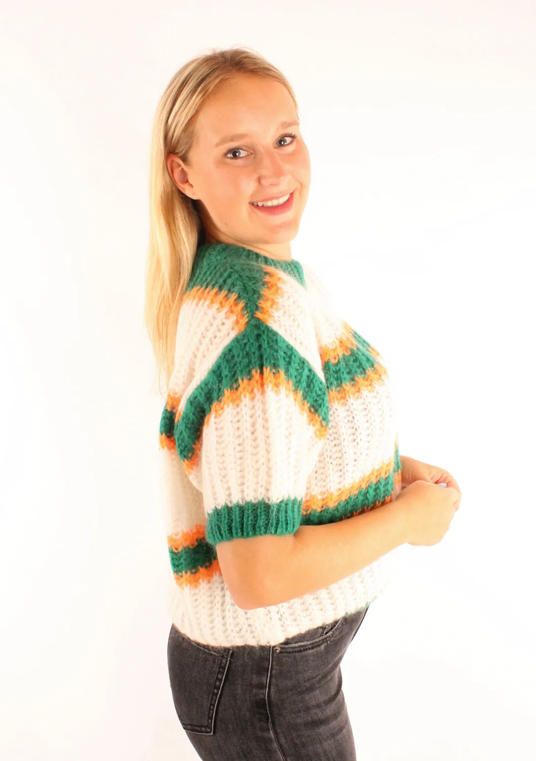 LOVEDRUNKY Poppy trui groen beige oversized knit