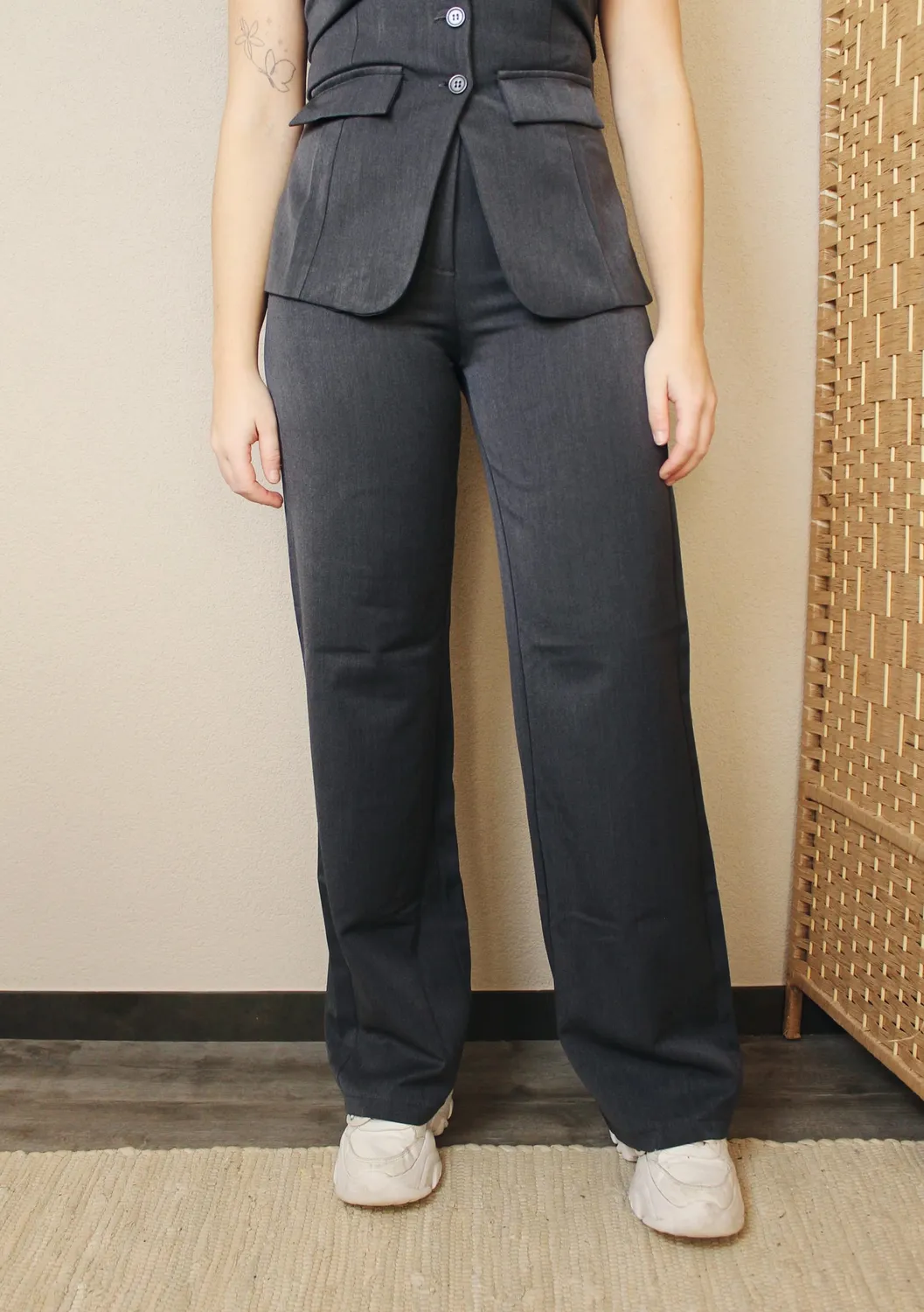 LOVEDRUNKY Sasha pantalon donkergrijs straight
