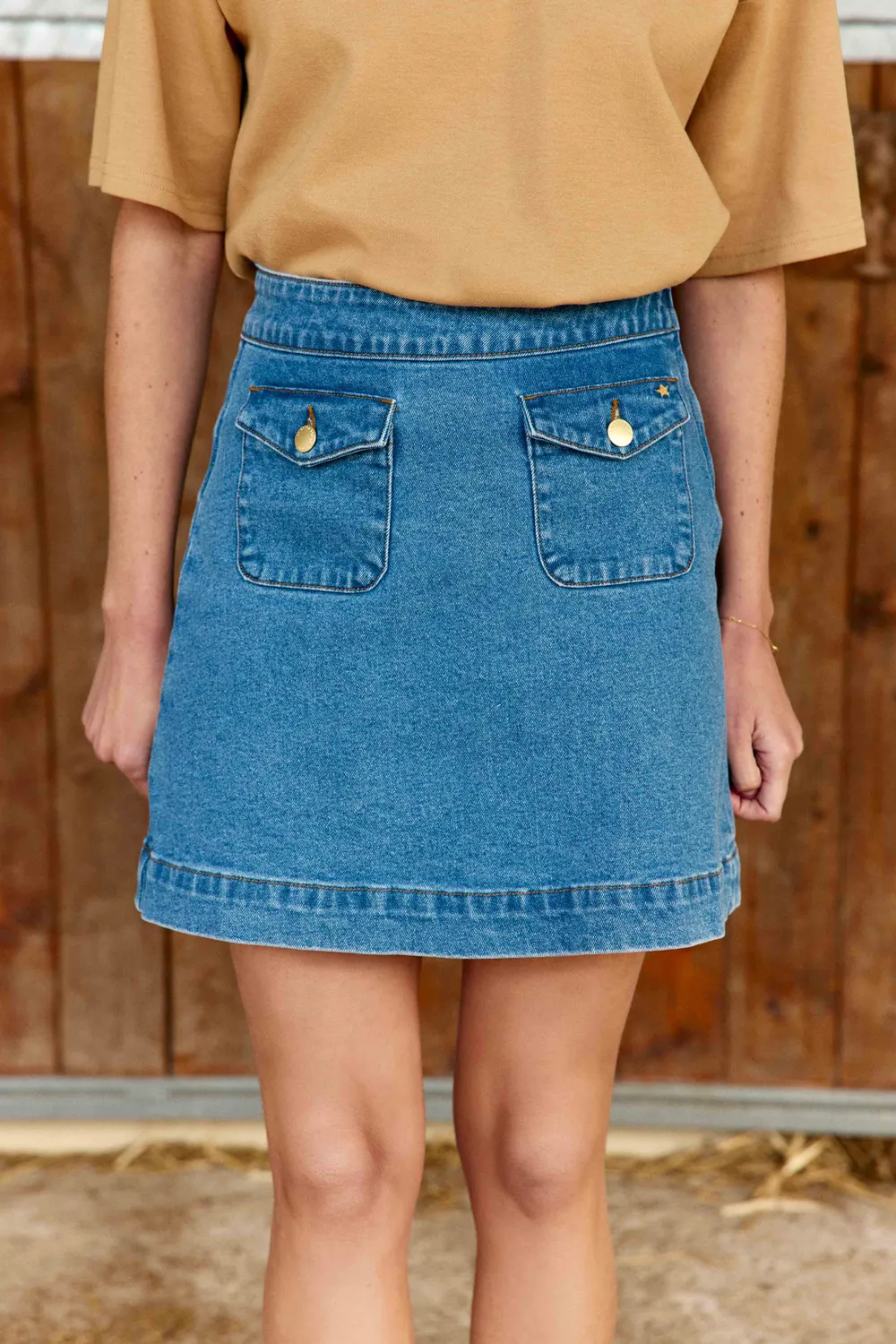 La Petite Etoile Jadani spijkerrok stone blauw