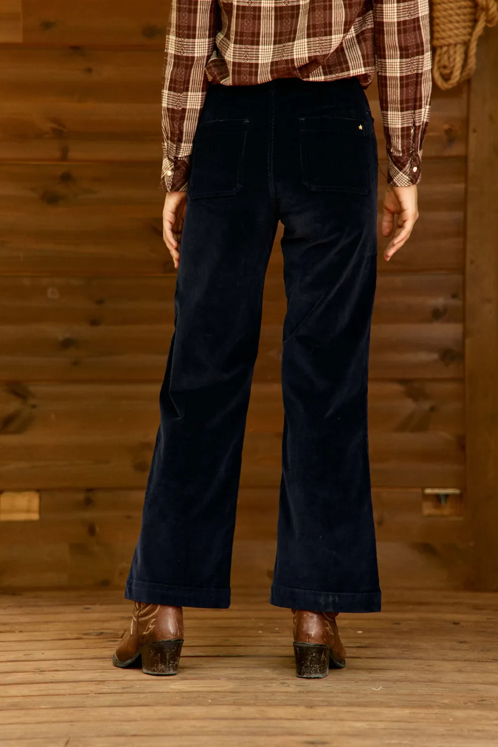 La Petite Etoile Atlantyo broek marine ribfluweel wijd