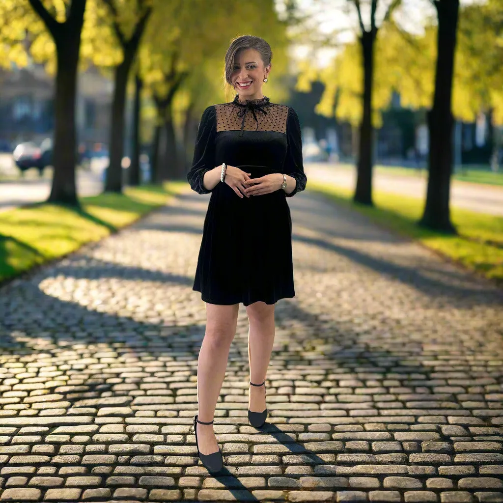 Tatyana Penelope Mini Dress jurk zwart fluweel tule