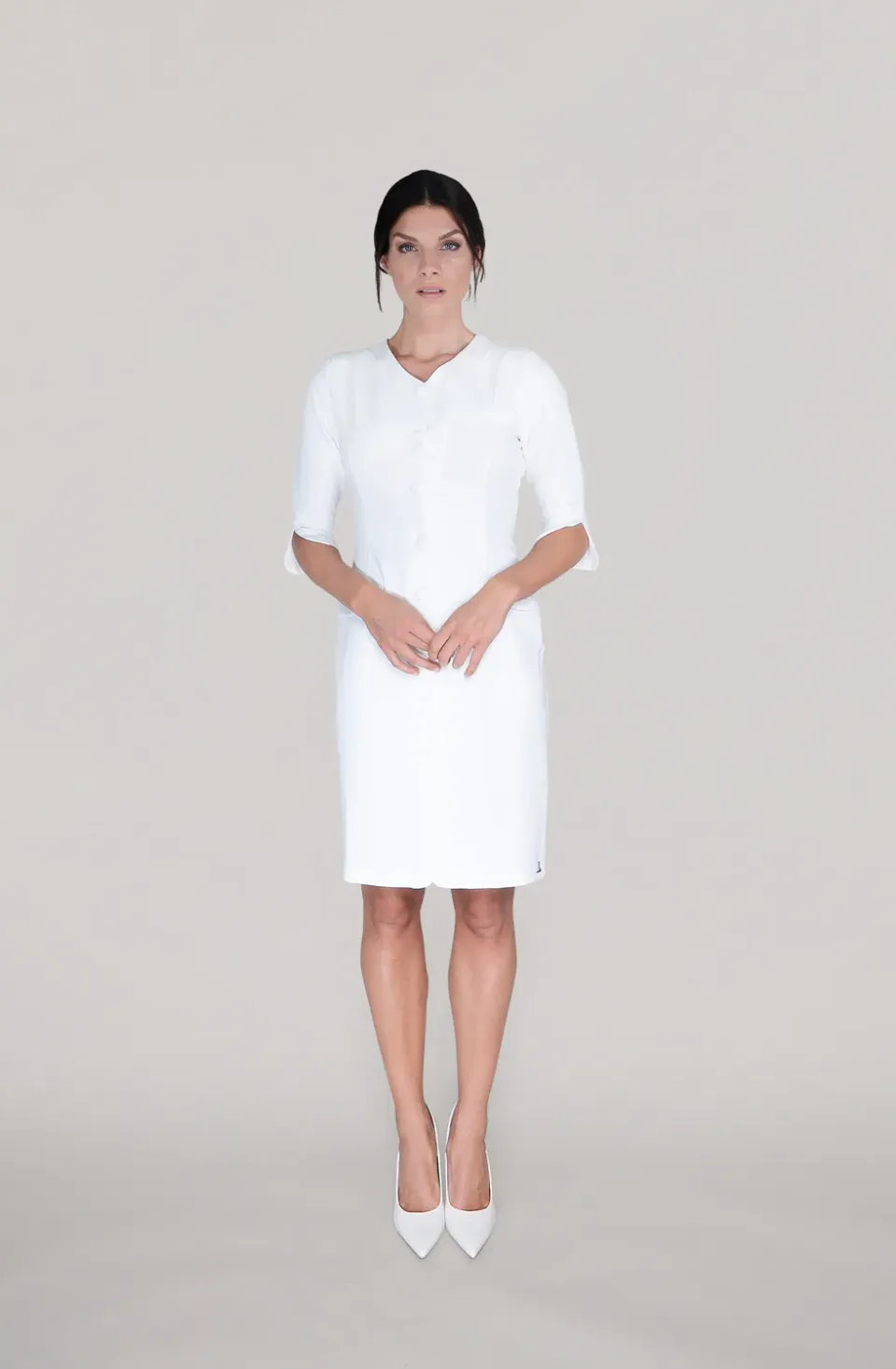 Laboutiek The Button Dress off-white recht stretch