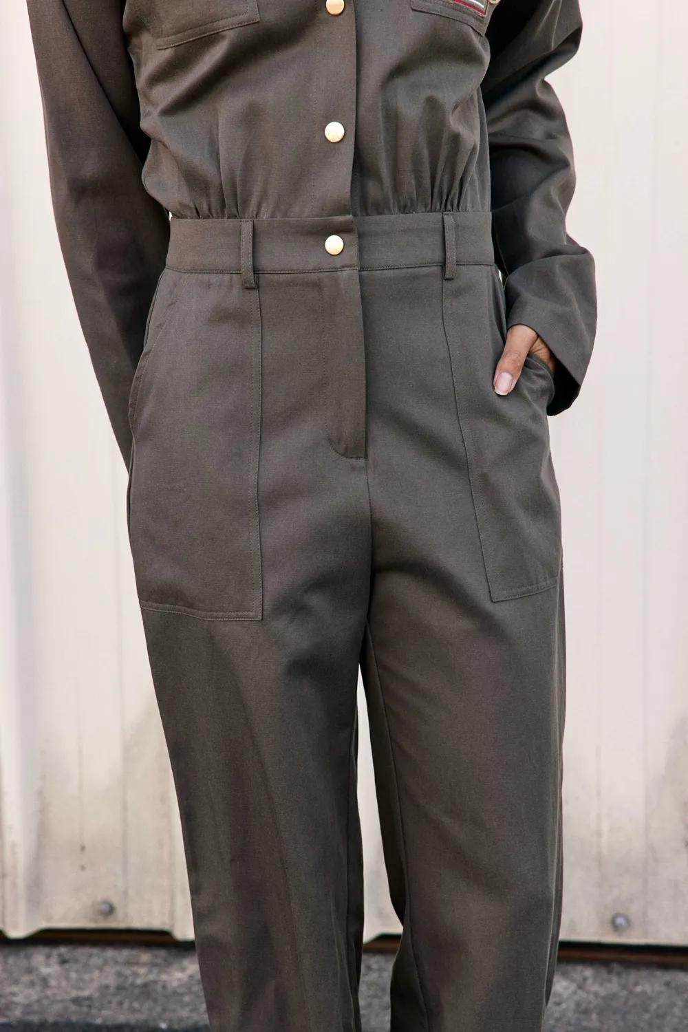 La Petite Etoile Lenny jumpsuit kaki lange mouw