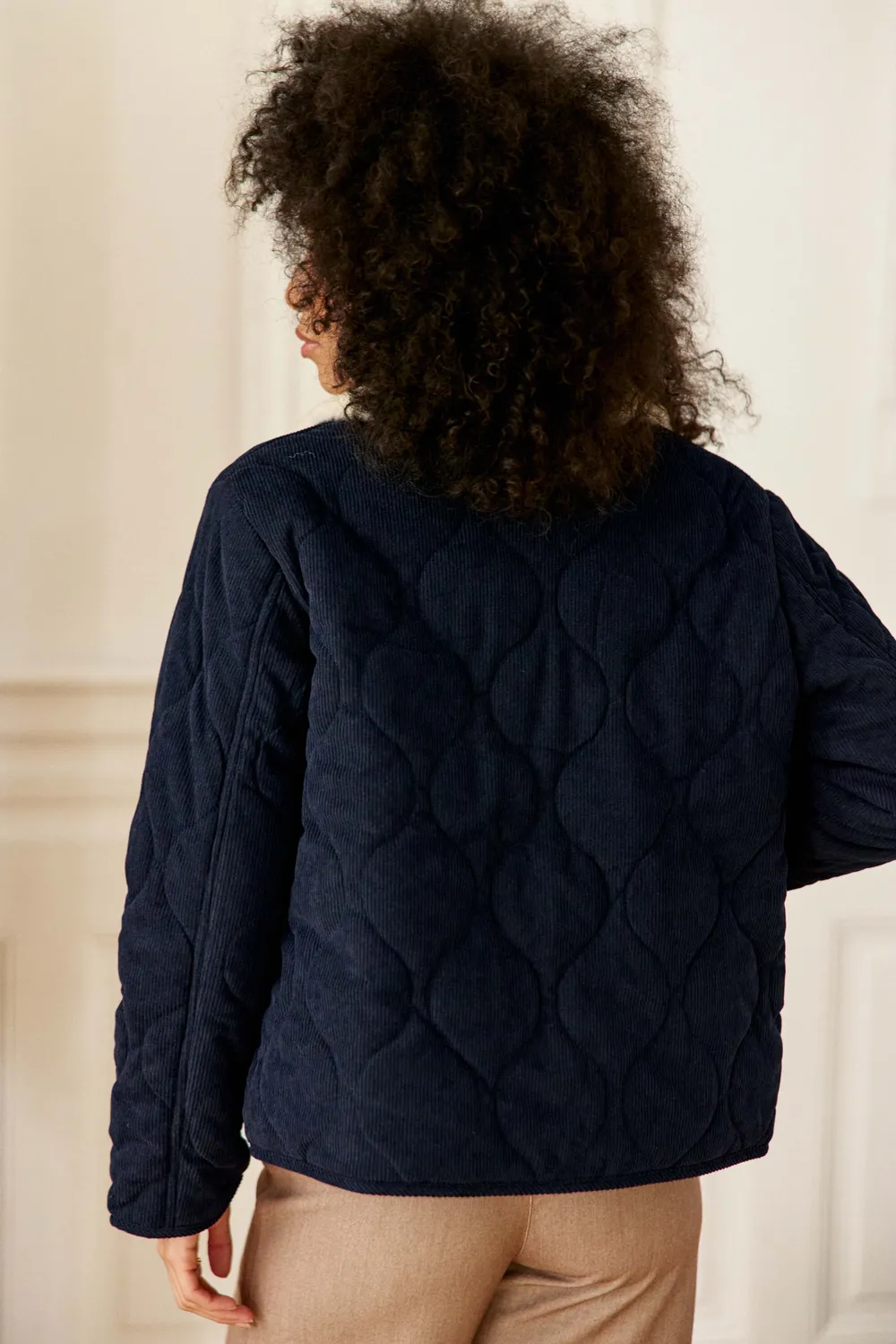 La Petite Etoile Nattia korte jas marine ribvelours