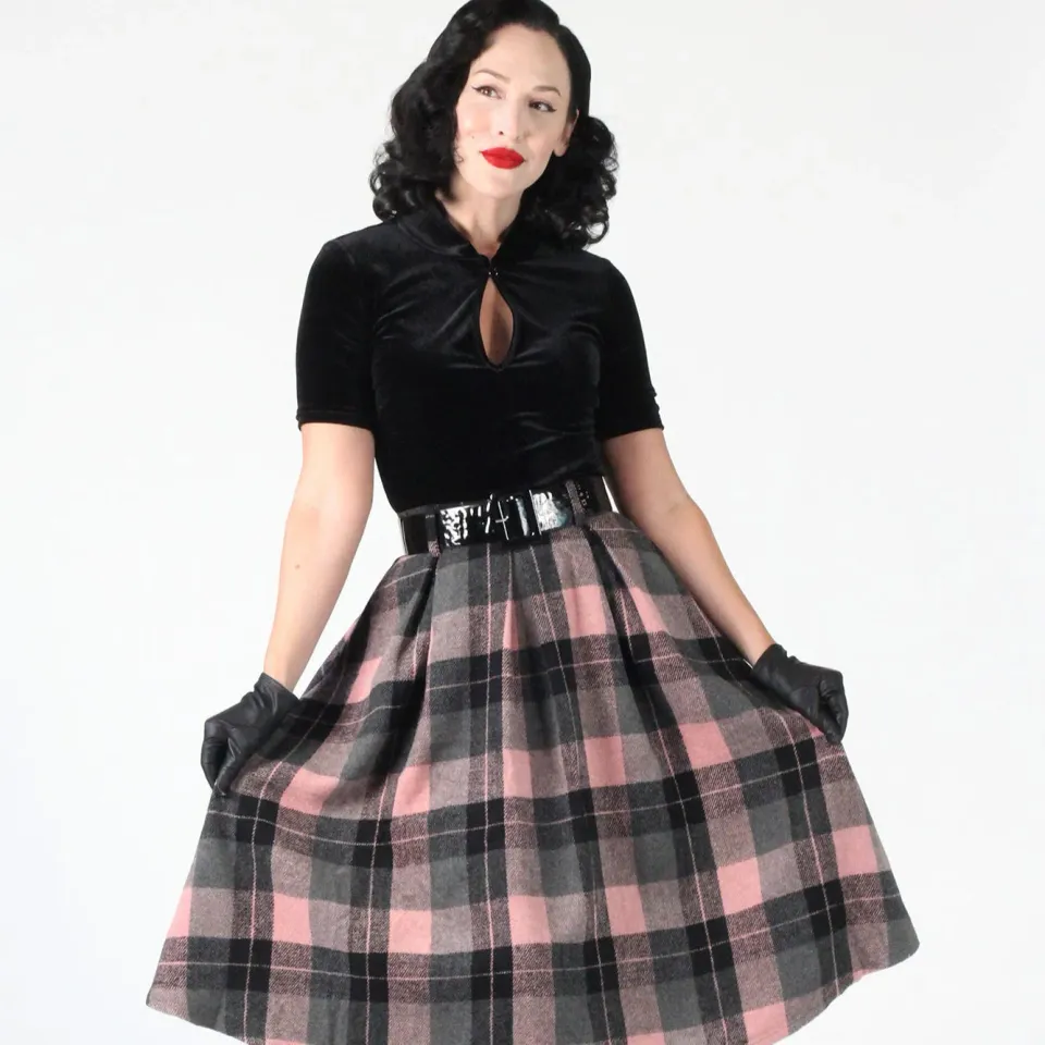 Tatyana Tabitha Retro Circle Skirt plooirok ruit XS polyester