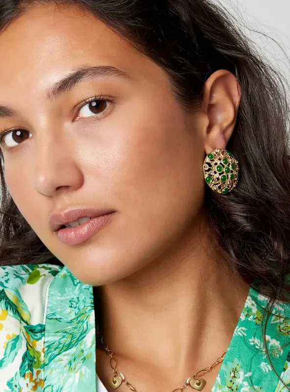 LOVEDRUNKY Mandela oorbellen goud groen