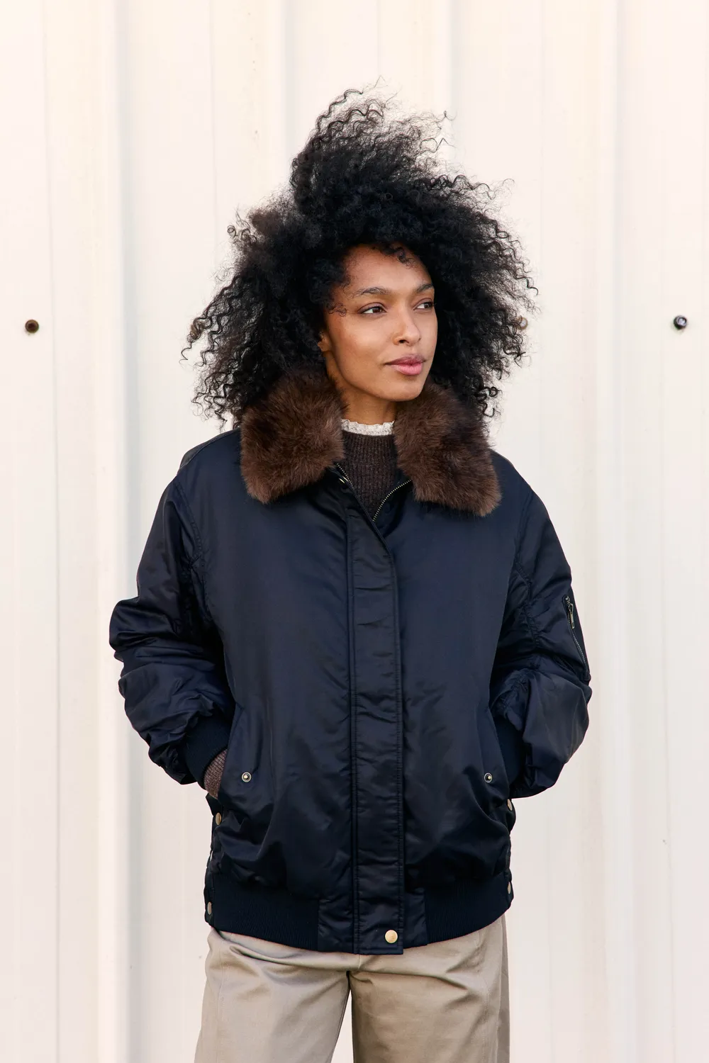 La Petite Etoile Naria bomber zwart oversize