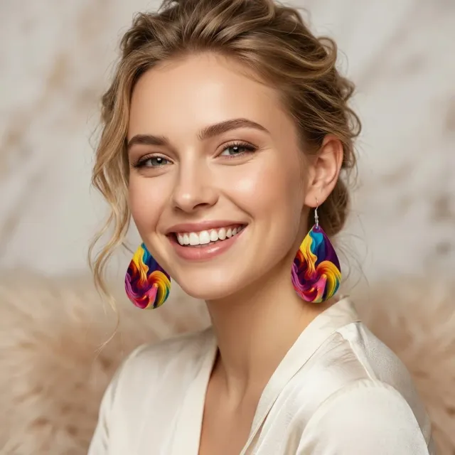 Tatyana Teardrop Dangle oorbellen Streamer Print