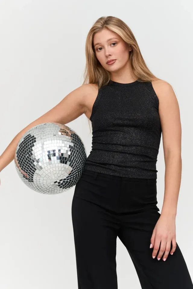 Amiek 24C Top Met Glitter top zwart viscose