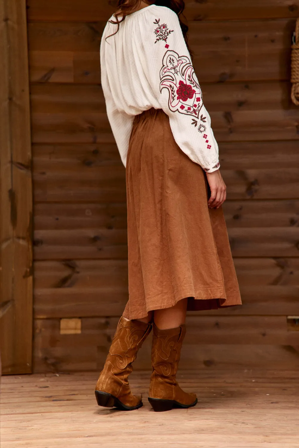 La Petite Etoile Jael ribfluwelen rok hazel