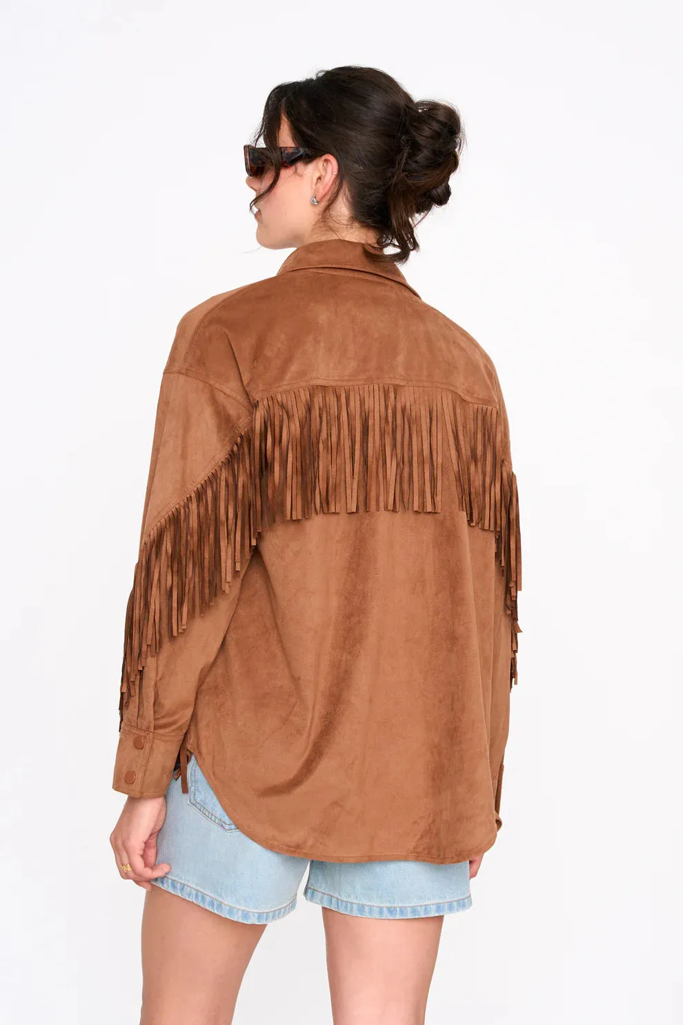 Amiek 24c Blouse Western camel vegan leer