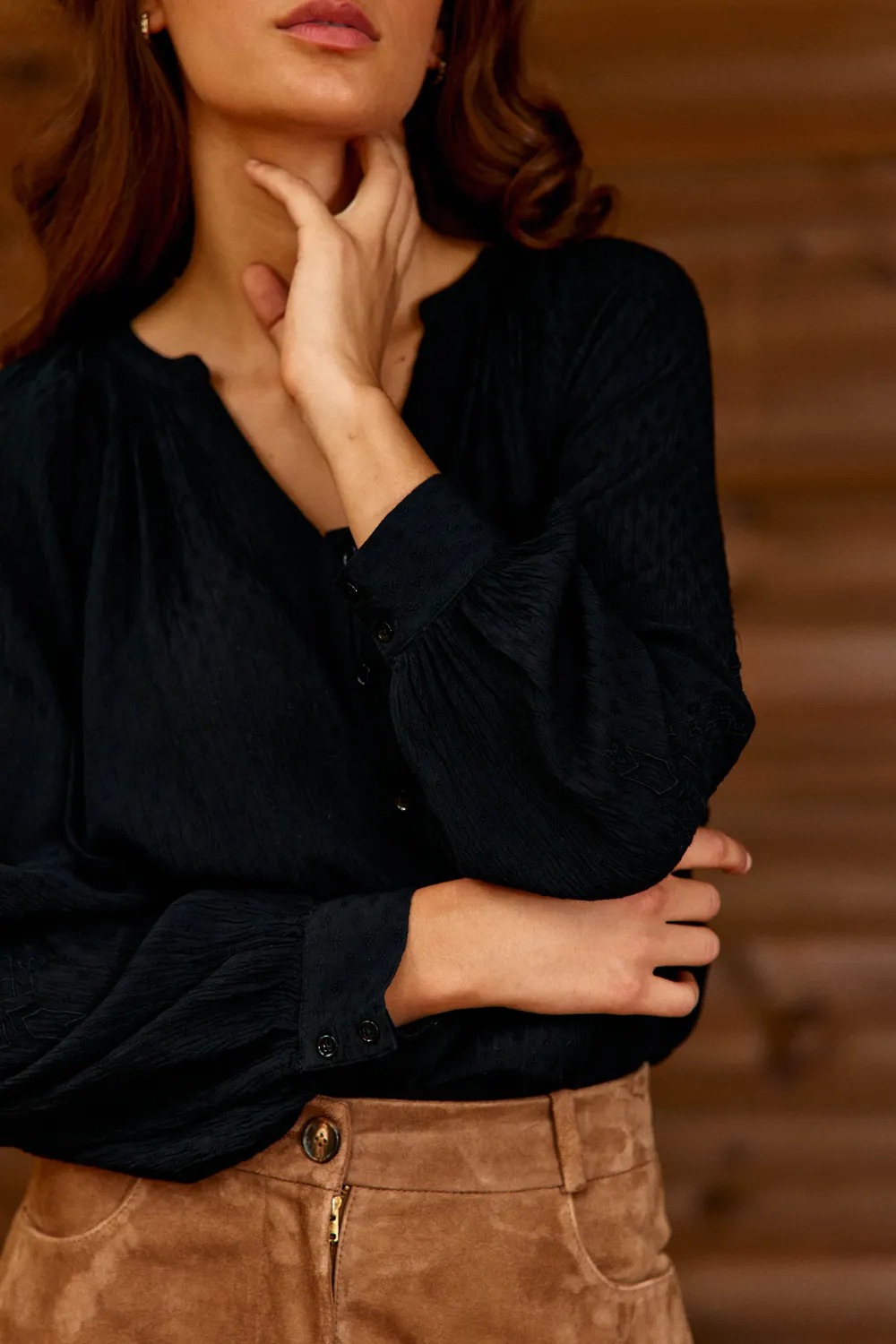 La Petite Etoile Bexley blouse zwart wijd dobby