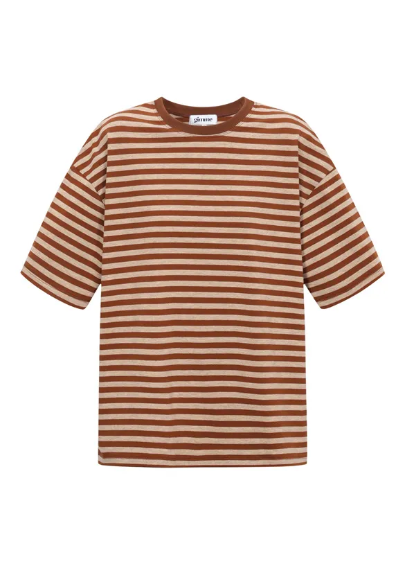 LOVEDRUNKY Gestreept oversized T-shirt Bruin strepen