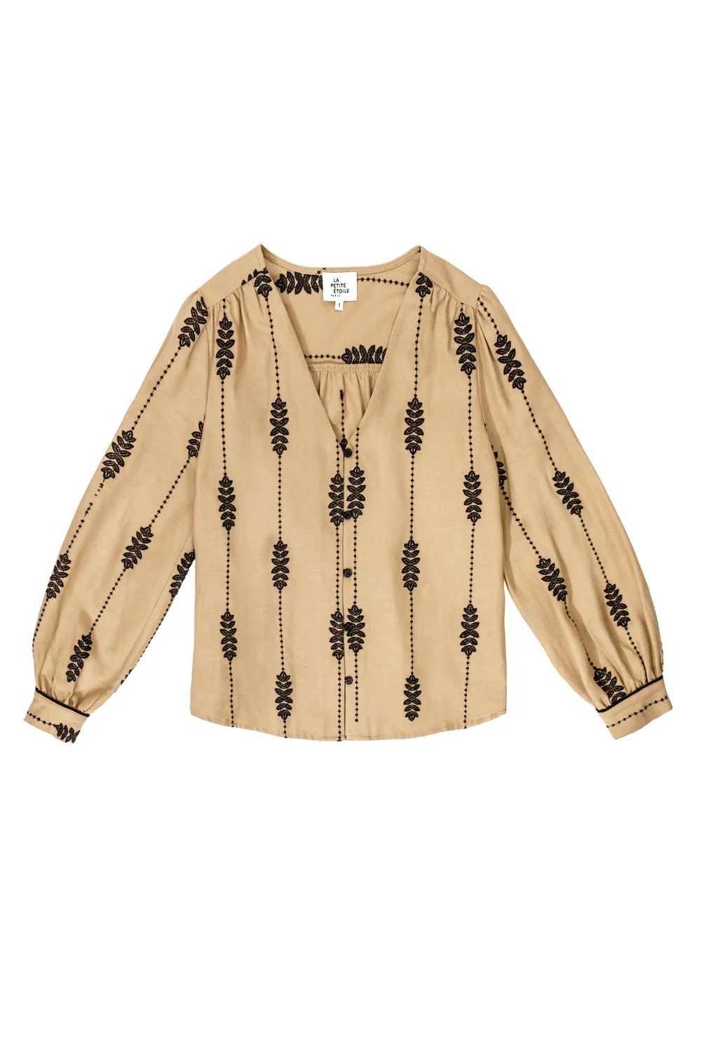 La Petite Etoile Blaika blouse bruin borduursel