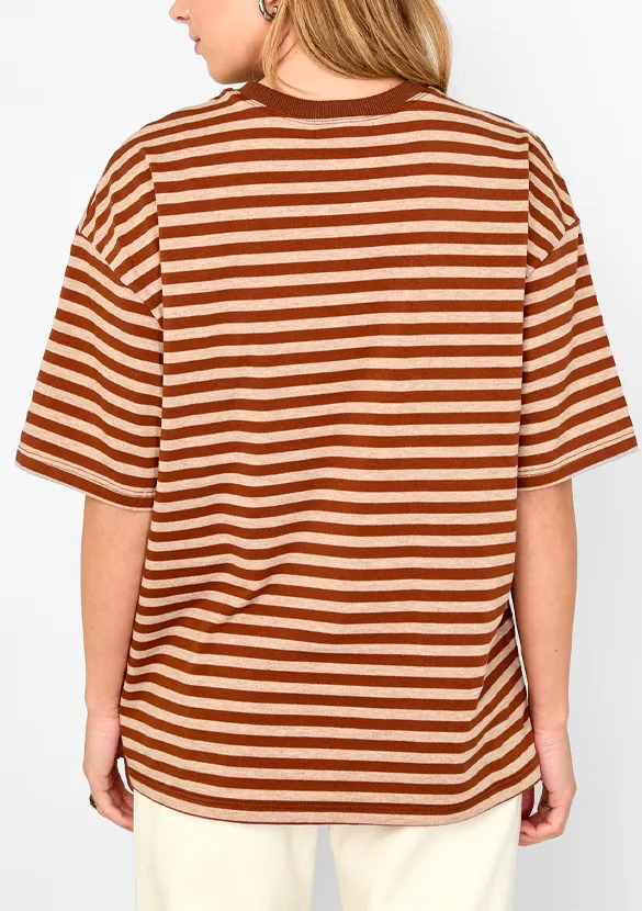 LOVEDRUNKY Gestreept oversized T-shirt Bruin strepen