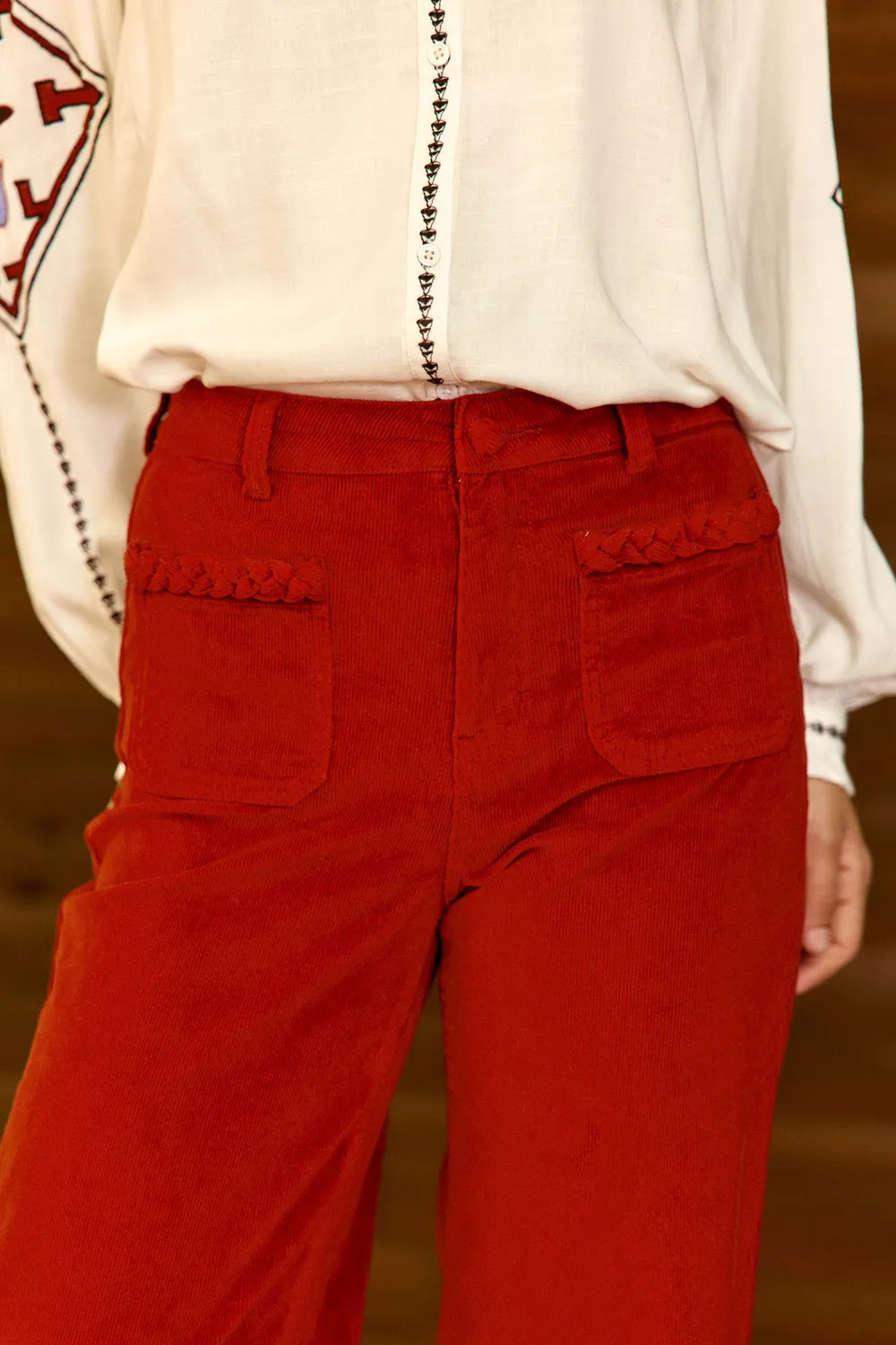 La Petite Etoile Atlantyo broek wijd ribfluweel brique