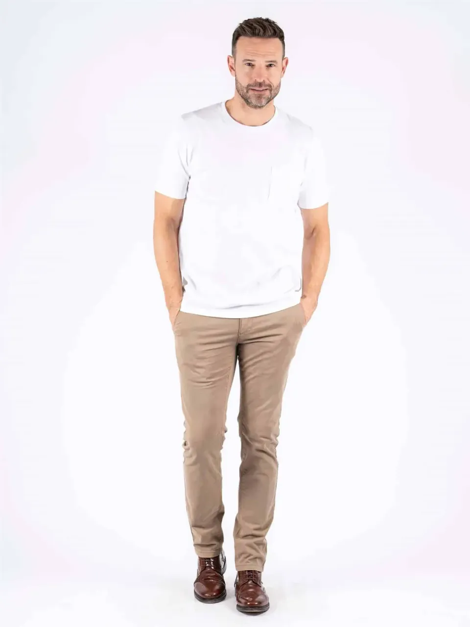 Seniorenkleding Uni Borstzak T-shirt wit katoen
