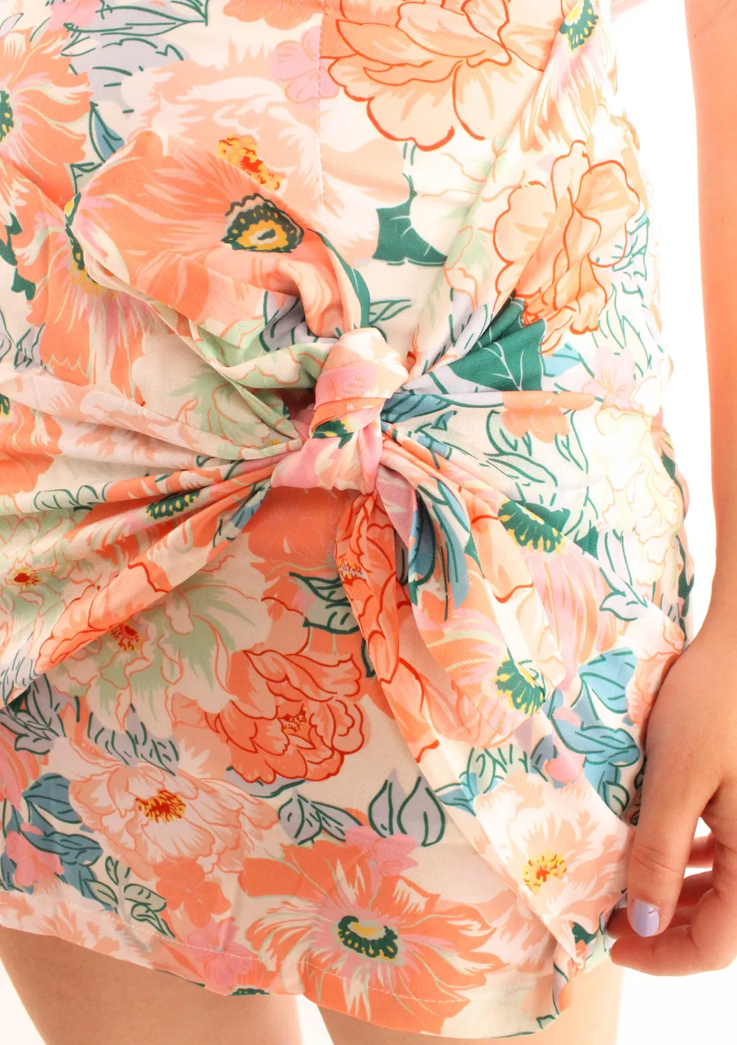 LOVEDRUNKY Knot Bloemenprint rok peach – bloemenprint