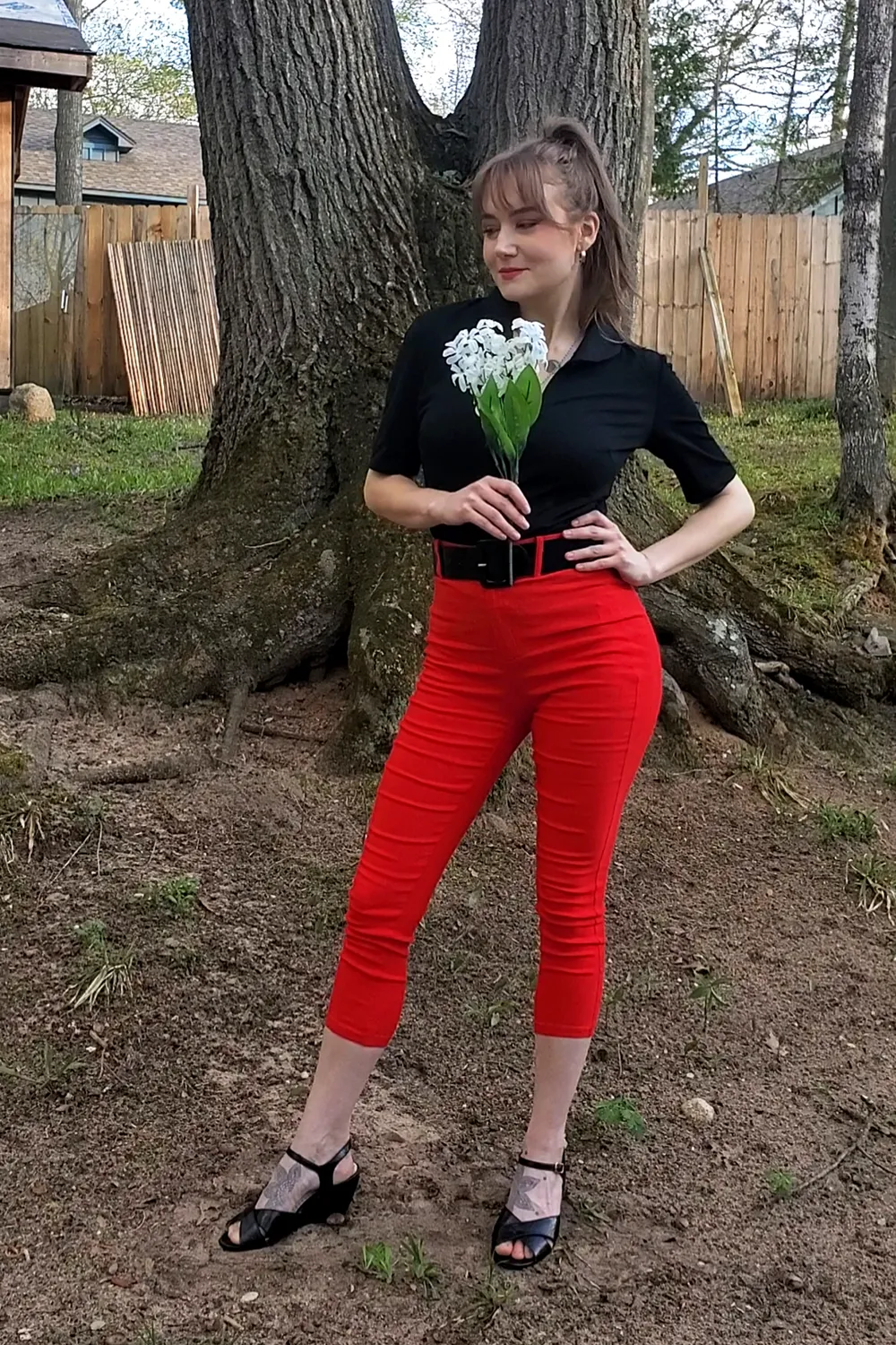 Tatyana Luisa Capris capri rood high waist stretch