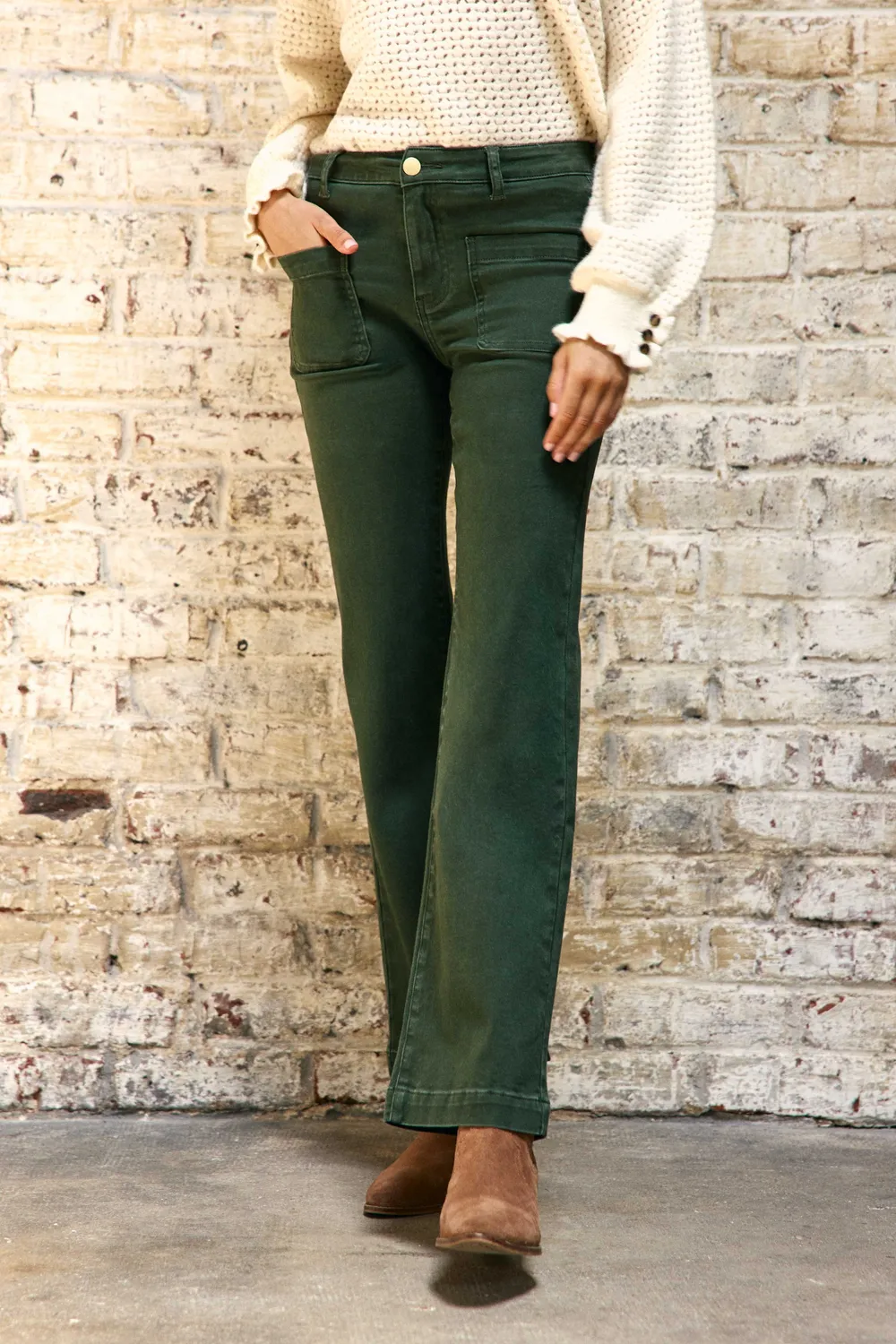 La Petite Etoile Sonny flare broek kaki hoge taille