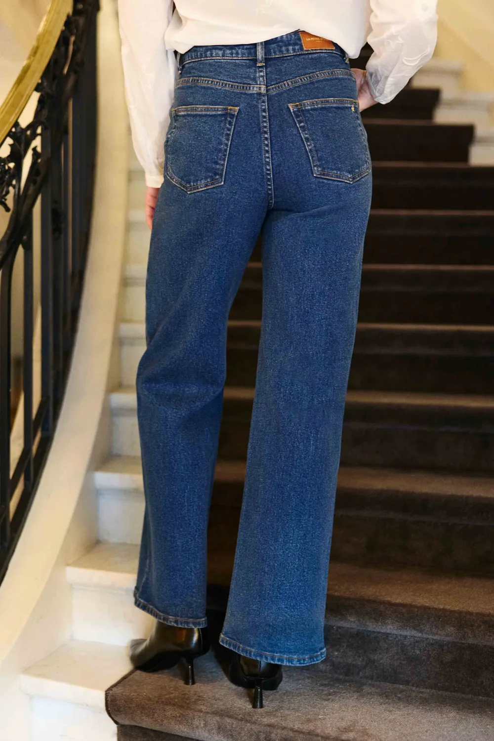 La Petite Etoile Zephyr rechte jeans 94-wash blauw high waist