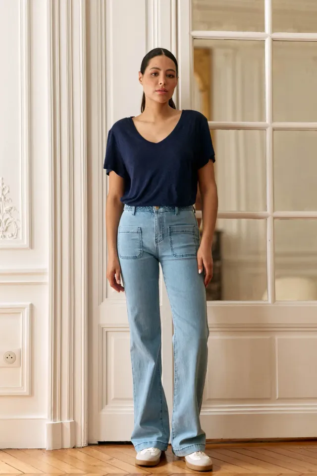 La Petite Etoile Sonny flared jeans stone uitlopend