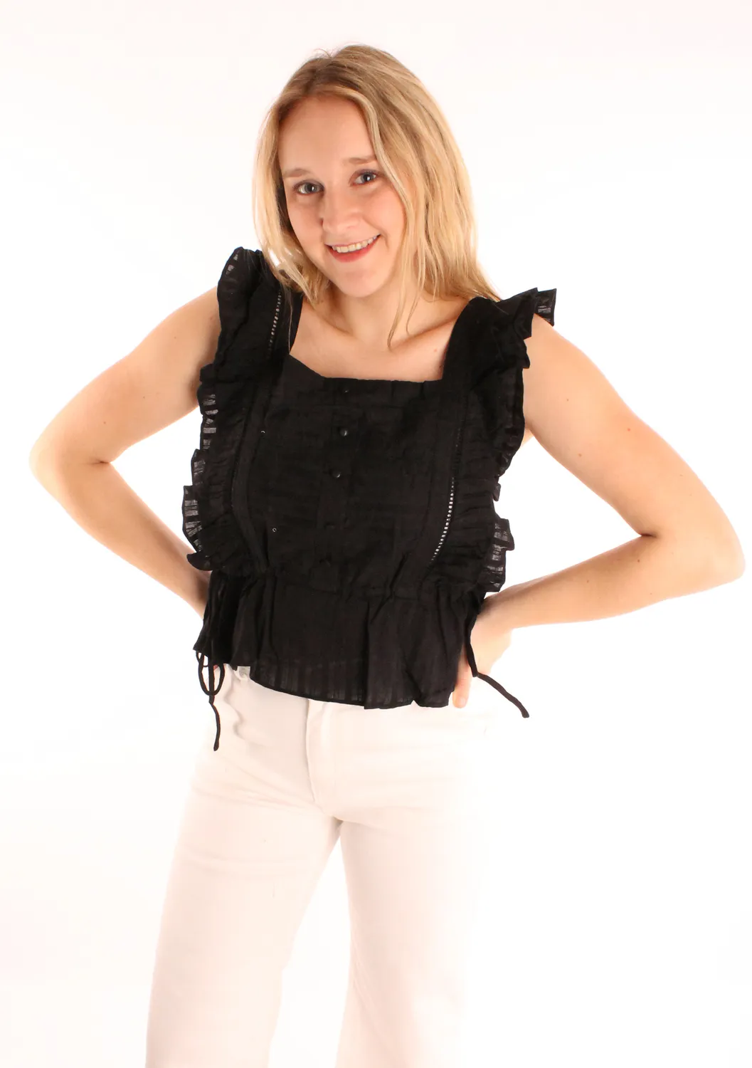 LOVEDRUNKY Maiden top zwart cropped
