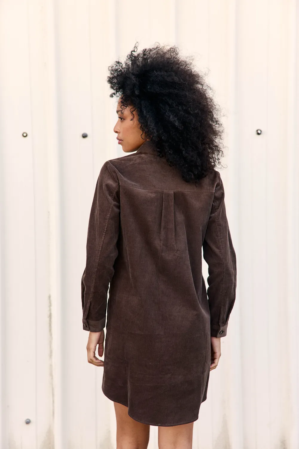 La Petite Etoile Riely jurk bruin ribfluweel